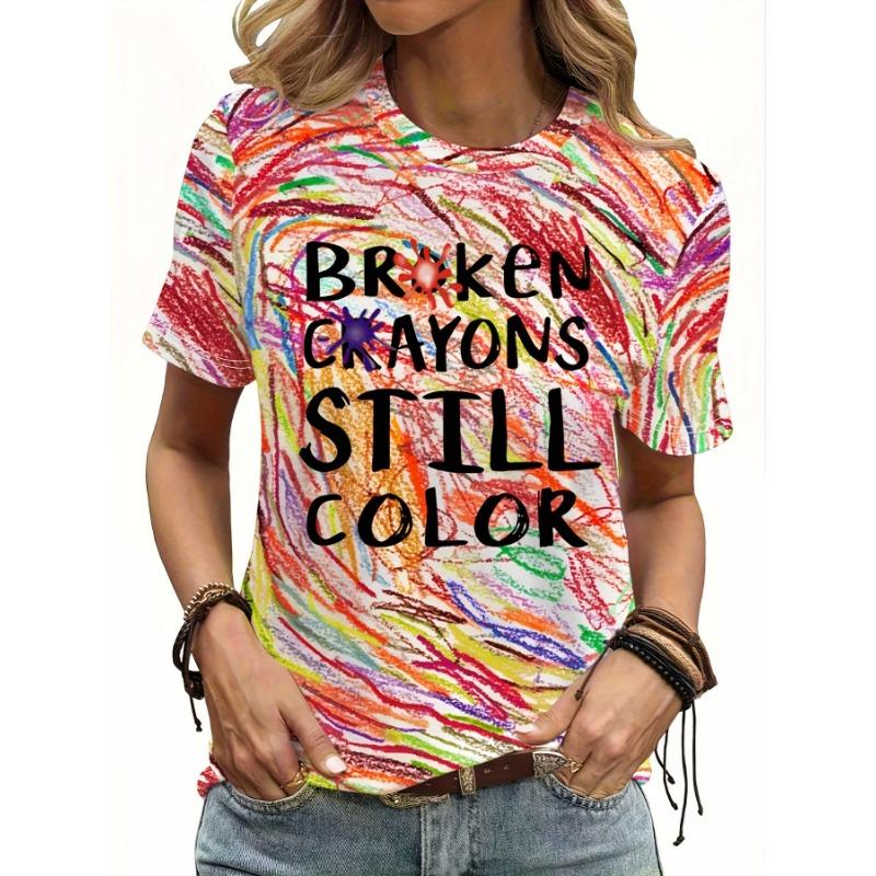 Summer Fashion Hand-painted Color Striped Printed Short Sleeved Women s T-shirts XS
Summer Fashion Hand-painted Color Striped Printed Short Sleeved Women s T-shirts XS
