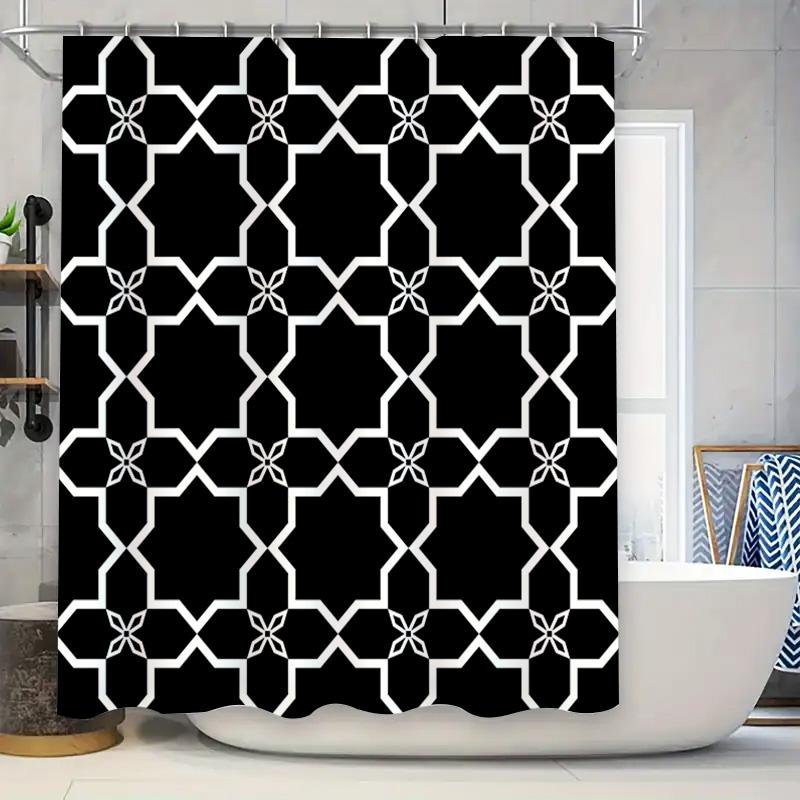 Elegant Black White Hexagonal Shower Curtain For Bathroom Decor Modern Floral Pattern Bath Linen Durable Waterproof Fabric (One W60H190(CM)-1 Pcs
Elegant Black White Hexagonal Shower Curtain For Bathroom Decor Modern Floral Pattern Bath Linen Durable Waterproof Fabric (One W60H190(CM)-1 Pcs