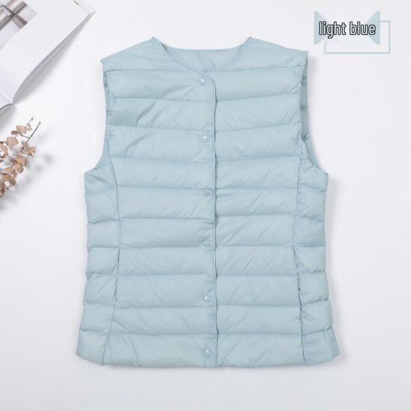 Женский легкий пуховый жилет без рукавов - Теплый, стройнящий, приталенный, с коротким жакетом с круглым вырезом 4XL (suitable for 140-160 jin) светло-синий
Женский легкий пуховый жилет без рукавов - Теплый, стройнящий, приталенный, с коротким жакетом с круглым вырезом 4XL (suitable for 140-160 jin) светло-синий