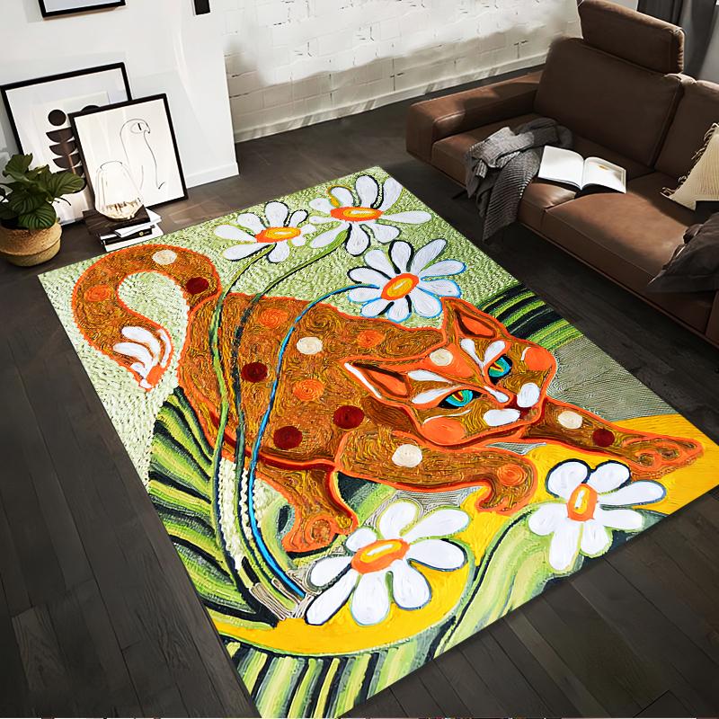 Colorful Carpet with Orange Cat and White Daisies Abstract Style Suitable for use as an anti-slip for living room bedroom sofas 40x60cm( 15x23in )
Colorful Carpet with Orange Cat and White Daisies Abstract Style Suitable for use as an anti-slip for living room bedroom sofas 40x60cm( 15x23in )