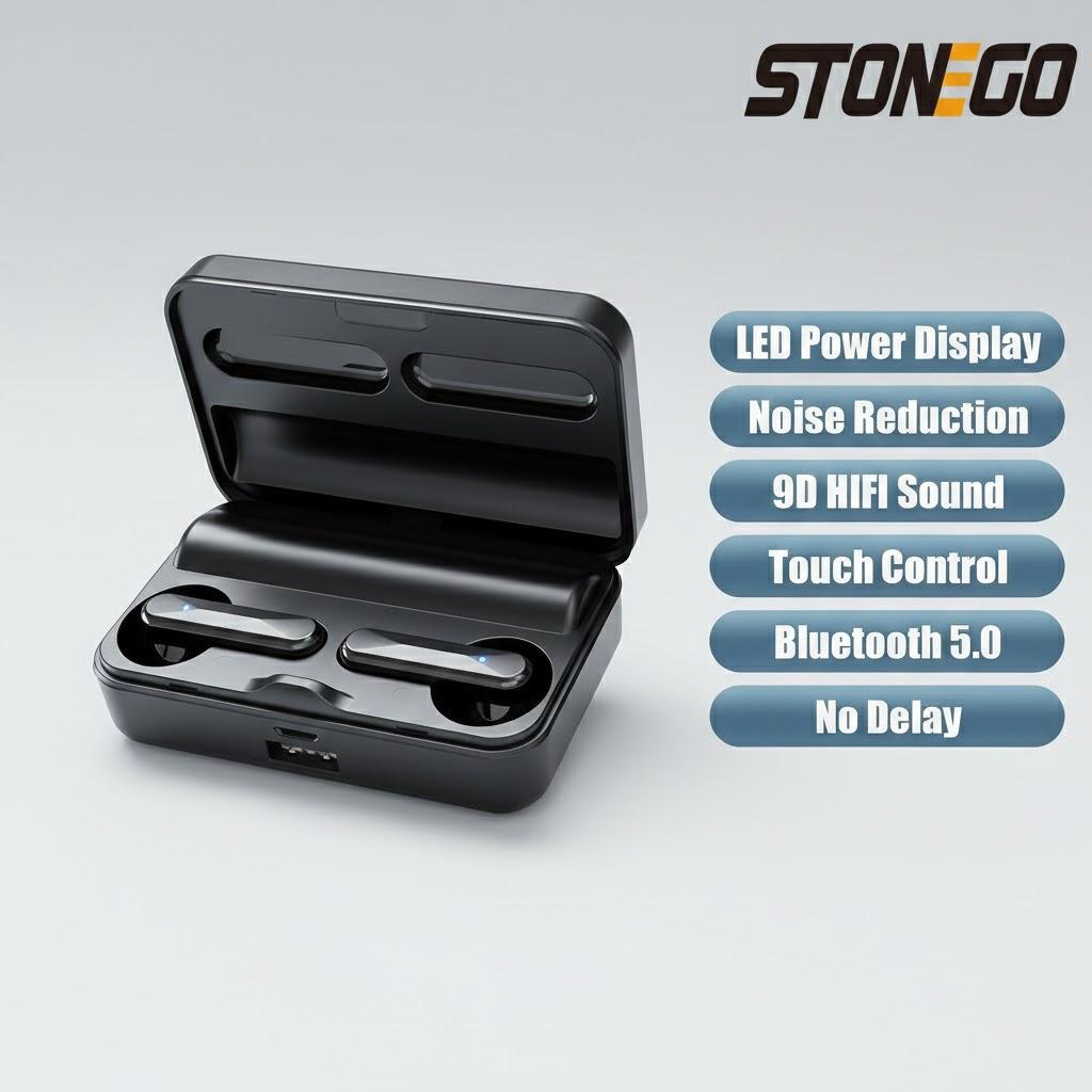TWS Bluetooth 5.0 Sport Earphones Wireless Waterproof Noise Cancelling Headphones with Charging Case
TWS Bluetooth 5.0 Sport Earphones Wireless Waterproof Noise Cancelling Headphones with Charging Case