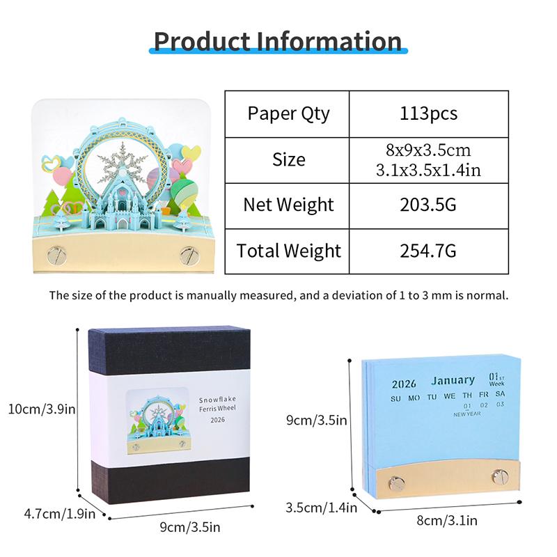 2026 Large Desk Calendar LED Light 3D Tear-Away Carving Art Memo Pad Time Piece Design Christmas Gift
2026 Large Desk Calendar LED Light 3D Tear-Away Carving Art Memo Pad Time Piece Design Christmas Gift