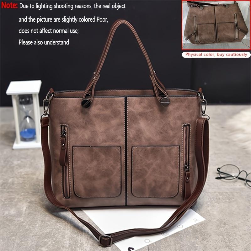 Винтажная сумка-тоут через плечо, ретро-сумка из искусственной кожи, женская повседневная сумка и кошелек розовый/чёрный