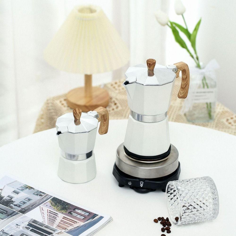 150ml/300ml Aluminum Moka Pot Wood Pattern Handle Brewing Coffee Pot Espresso Maker Pot Home 150ml рожевий
150ml/300ml Aluminum Moka Pot Wood Pattern Handle Brewing Coffee Pot Espresso Maker Pot Home 150ml рожевий