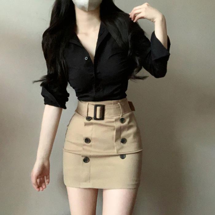 2026 Spring/Summer Korean Style Women s Slimming Waist-cinching Shirt and Skirt Set Small
2026 Spring/Summer Korean Style Women s Slimming Waist-cinching Shirt and Skirt Set Small