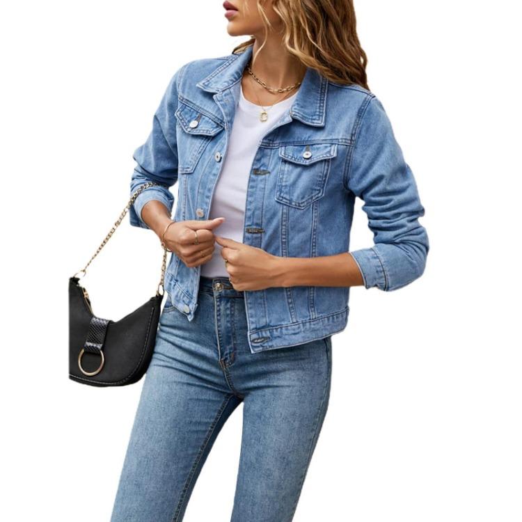 Женская приталенная джинсовая куртка Модная повседневная приталенная блузка Топ с карманами XXL синий
Женская приталенная джинсовая куртка Модная повседневная приталенная блузка Топ с карманами XXL синий