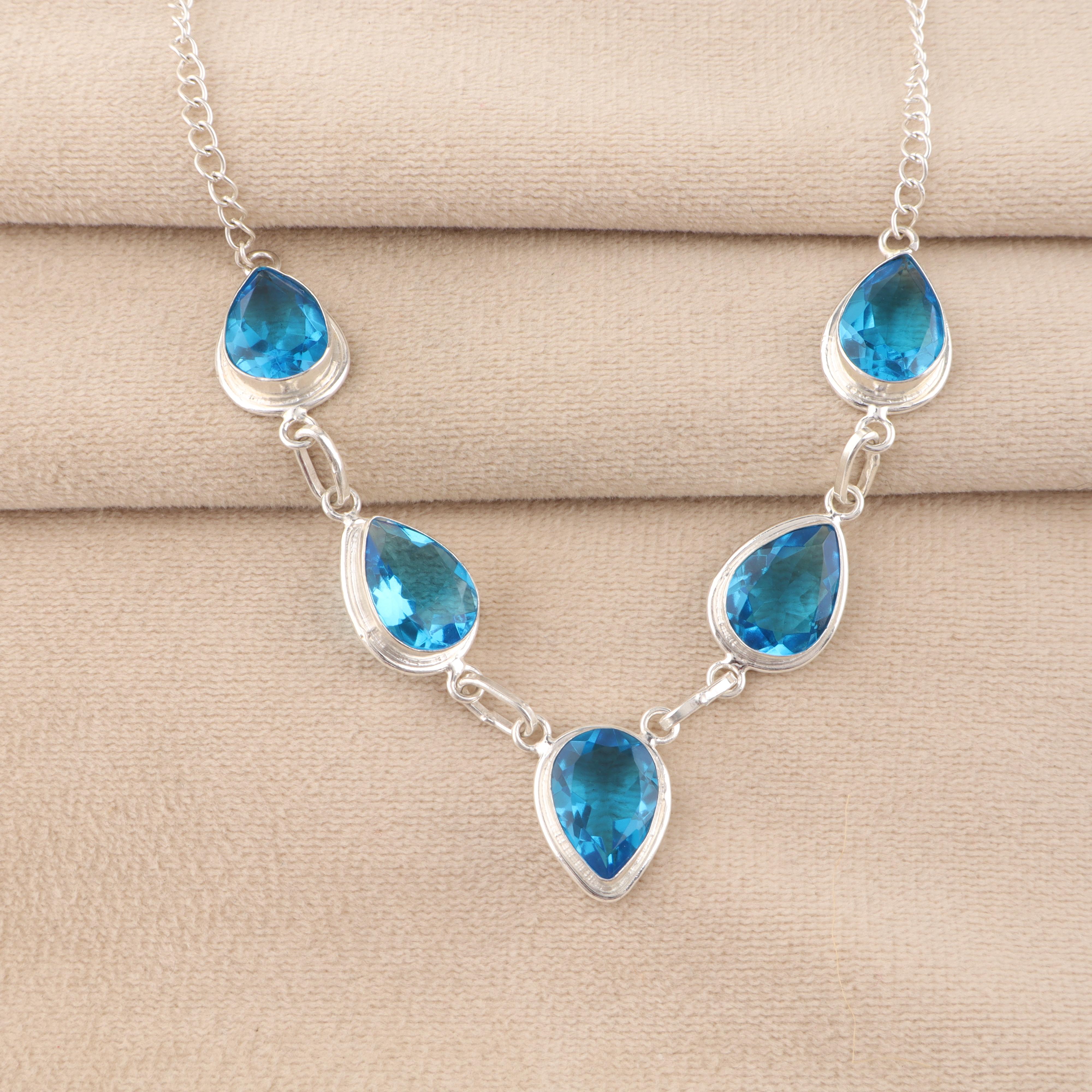 Swiss Blue Topaz Gemstone Silver Necklace 925 Sterling Handmade Jewelry Christmas Gifts RN-1-4
Swiss Blue Topaz Gemstone Silver Necklace 925 Sterling Handmade Jewelry Christmas Gifts RN-1-4