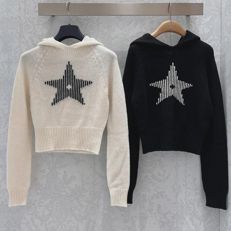 High-Quality Star Jacquard Hooded Wool Knit Top - Casual Loose Fit for Women Large чёрный
High-Quality Star Jacquard Hooded Wool Knit Top - Casual Loose Fit for Women Large чёрный
