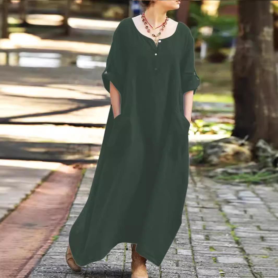 Women s Spring Cotton Linen Maxi Dress, V Neck Button Lantern Sleeve Loose Big Swing Casual Long Dress with Pockets for Daily Wear 3XL зелений
Women s Spring Cotton Linen Maxi Dress, V Neck Button Lantern Sleeve Loose Big Swing Casual Long Dress with Pockets for Daily Wear 3XL зелений