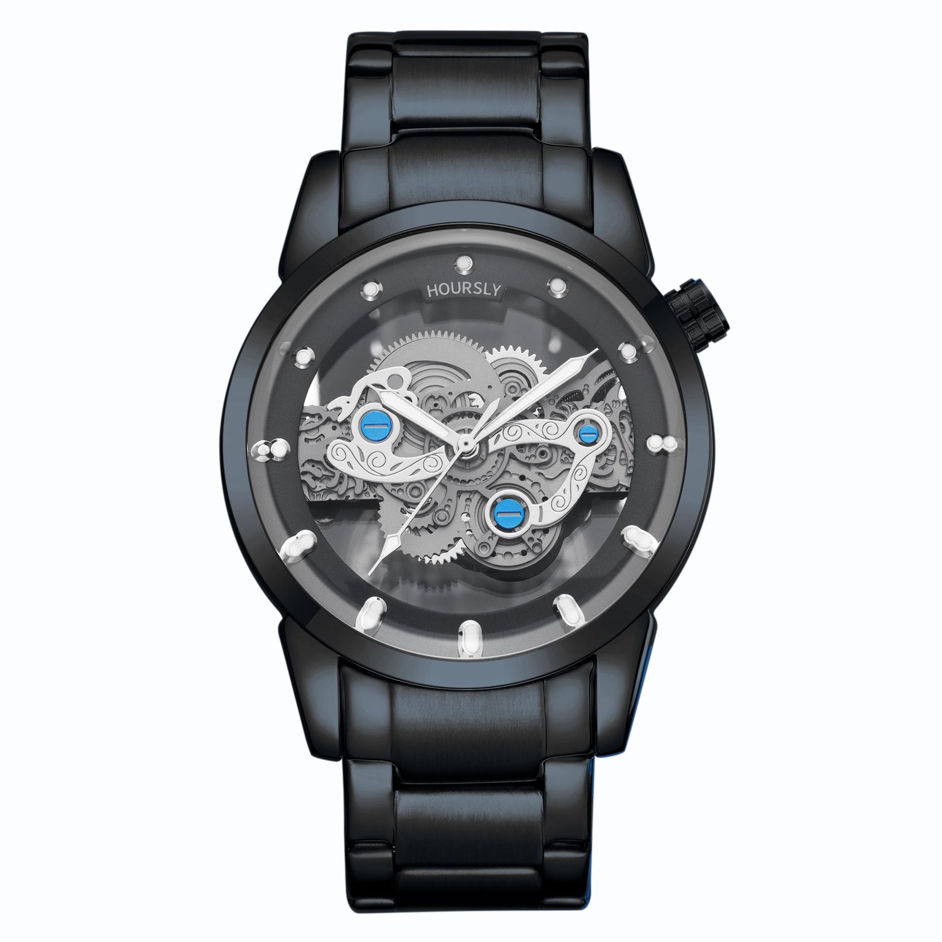 Double-Sided Hollow Fashion Trend Men S Business Steel Belt Watch Imitation Mechanical Watch чорний
Double-Sided Hollow Fashion Trend Men S Business Steel Belt Watch Imitation Mechanical Watch чорний