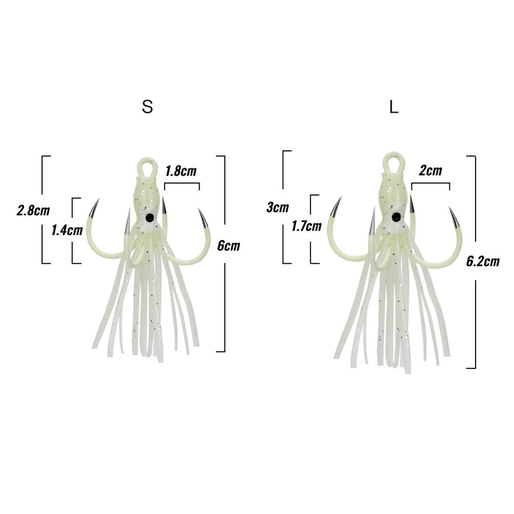 5 шт. Имитация осьминога, рыболовная приманка, светящиеся приманки с крючком с четырьмя бородками