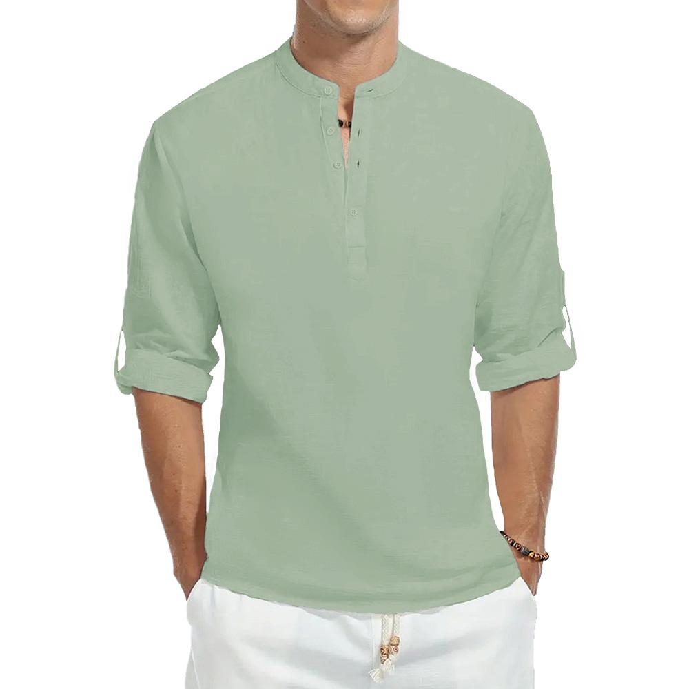 Весенне-летняя рубашка с длинным рукавом из хлопка и льна для мужчин, однотонная, с вырезом хенли, легкая, дышащая, на пуговицах XXXL зелёный
Весенне-летняя рубашка с длинным рукавом из хлопка и льна для мужчин, однотонная, с вырезом хенли, легкая, дышащая, на пуговицах XXXL зелёный