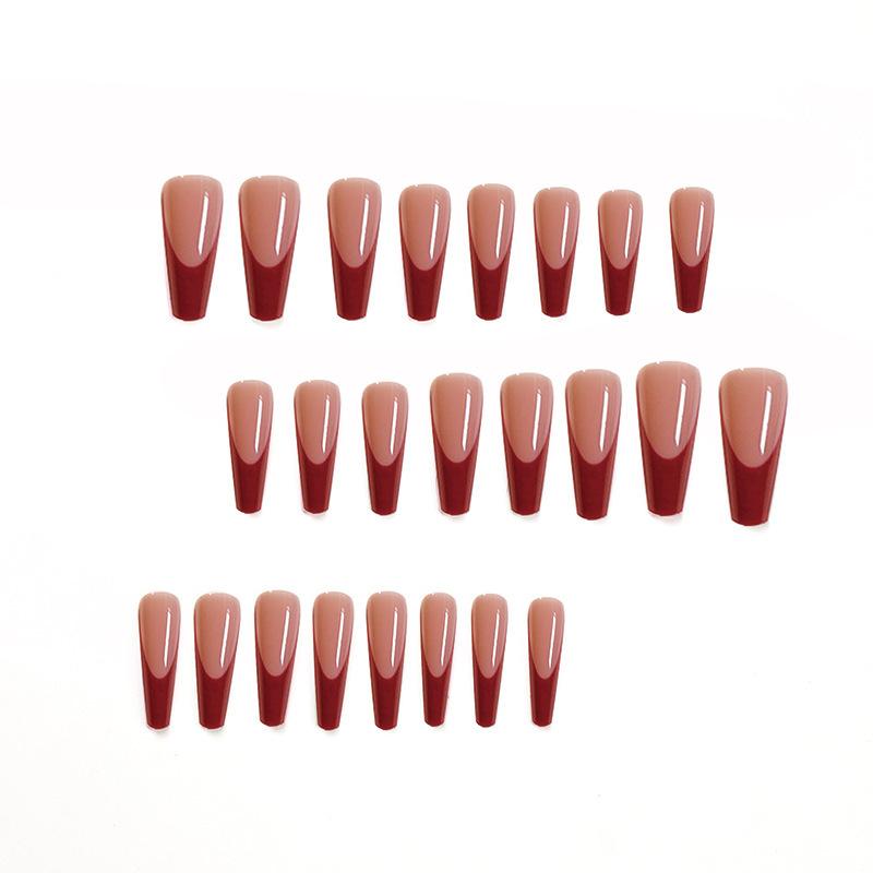 Wearing Long French Style Nail Patches with Red Edges, Wine Red Fake Nails, Nail Art Patches, Finished Fake Nails Nail Nail Nail Nail
Wearing Long French Style Nail Patches with Red Edges, Wine Red Fake Nails, Nail Art Patches, Finished Fake Nails Nail Nail Nail Nail