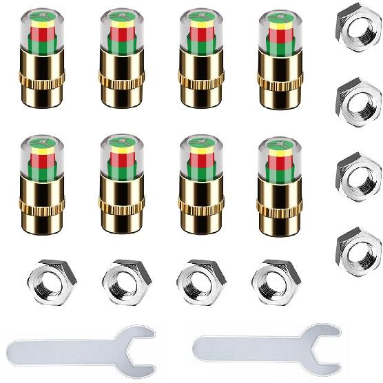 ANKIA 8Pcs Golden Color Car Tire Pressure Monitor Valve Stem Caps Sensor Indicator 3 Color Eye Alert (2.2Bar 32PSI,with Wrench&Nuts Packing) 2.2Bar 32PSI ,With Wrench
ANKIA 8Pcs Golden Color Car Tire Pressure Monitor Valve Stem Caps Sensor Indicator 3 Color Eye Alert (2.2Bar 32PSI,with Wrench&Nuts Packing) 2.2Bar 32PSI ,With Wrench