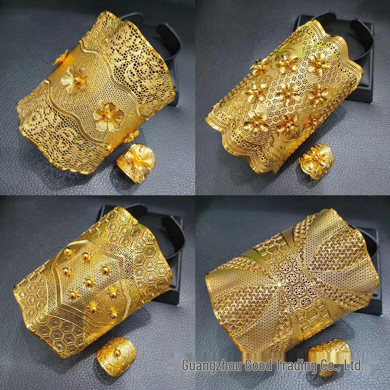 24K Gold Plated Floral Bangle Ring Jewelry Set for African Wedding Ethnic Style 24K Gold Plated
24K Gold Plated Floral Bangle Ring Jewelry Set for African Wedding Ethnic Style 24K Gold Plated