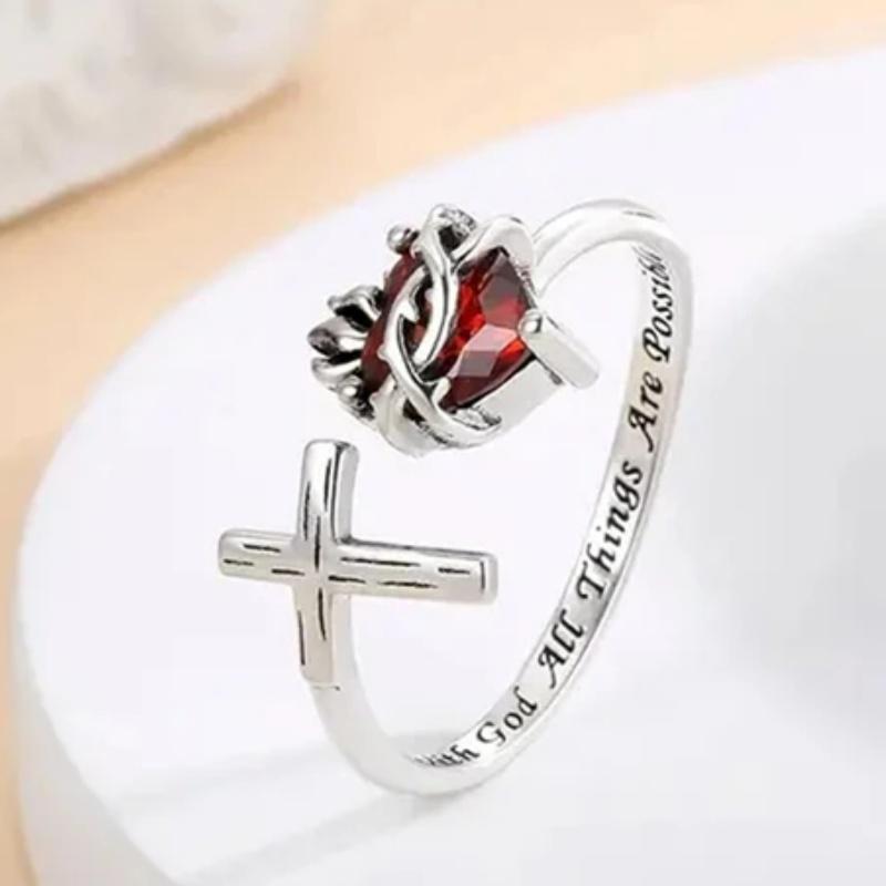 Huitan Creative Bright Red Heart CZ Rings for Women Vintage Cross Design Adjustable Accessories Exquisite Charming Party Zircon resizable
Huitan Creative Bright Red Heart CZ Rings for Women Vintage Cross Design Adjustable Accessories Exquisite Charming Party Zircon resizable