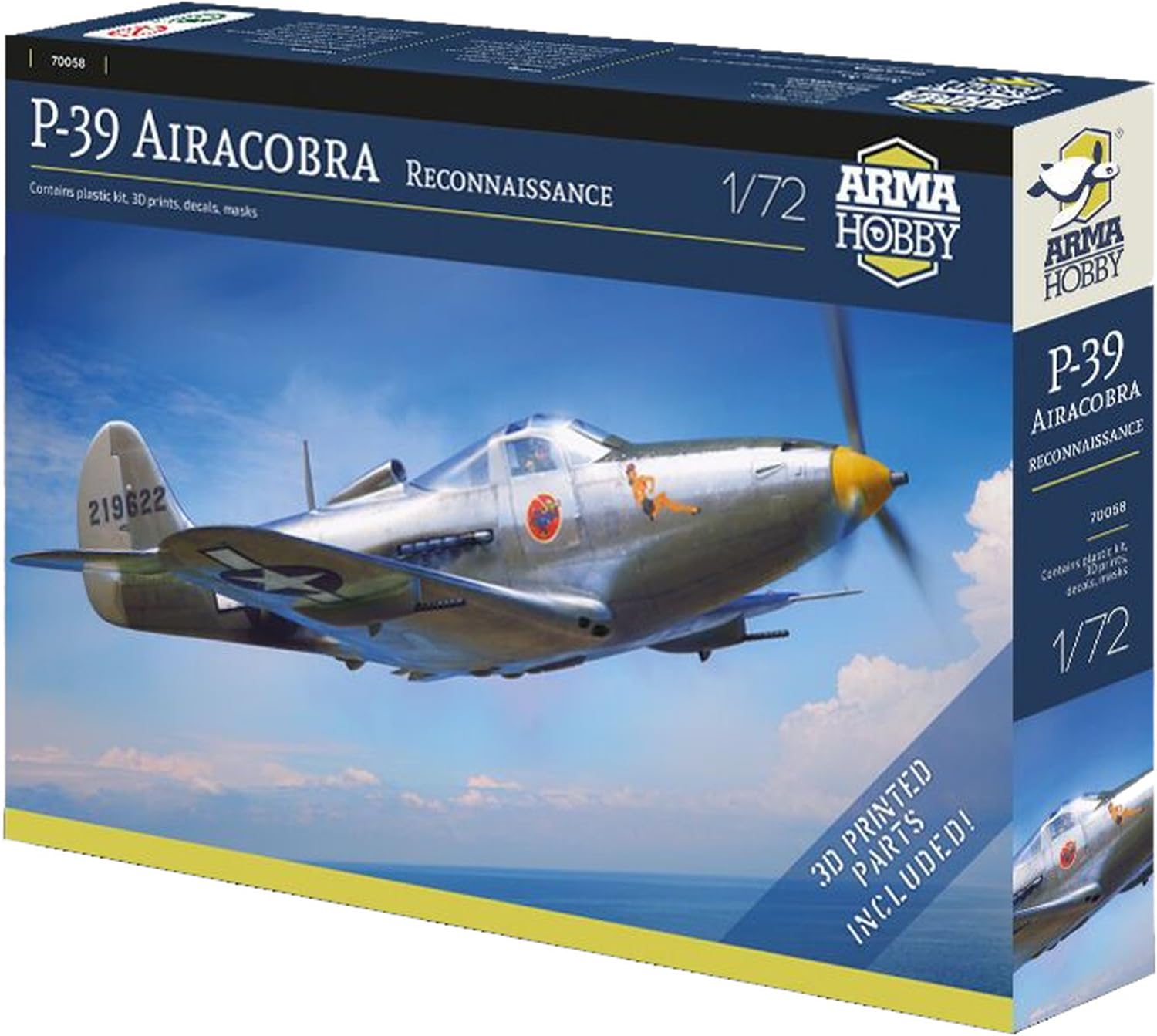 Arma Hobby Scale Airacobra Reconnaissance Plane Plastic Model Kit ADL70058 1/72 P-39 (Airplane)
Arma Hobby Scale Airacobra Reconnaissance Plane Plastic Model Kit ADL70058 1/72 P-39 (Airplane)