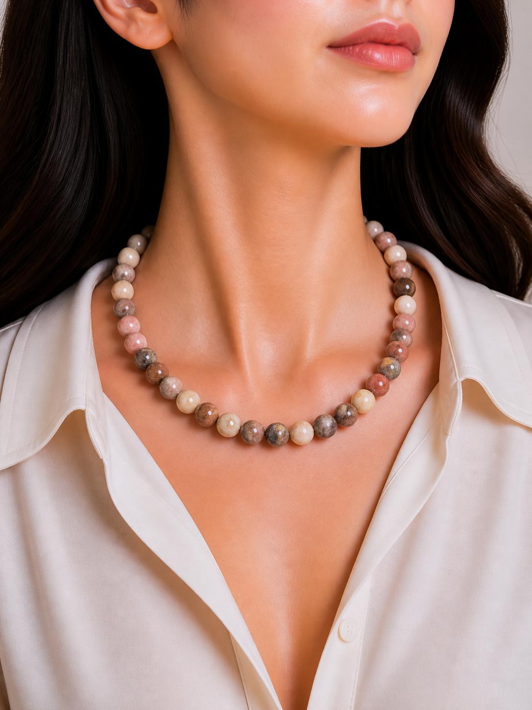 8mm Natural Yellow Rhodonite Gemstone Round Beads Choker Handmade Pretty Necklace For Anniversary Gift 8BN-32
8mm Natural Yellow Rhodonite Gemstone Round Beads Choker Handmade Pretty Necklace For Anniversary Gift 8BN-32