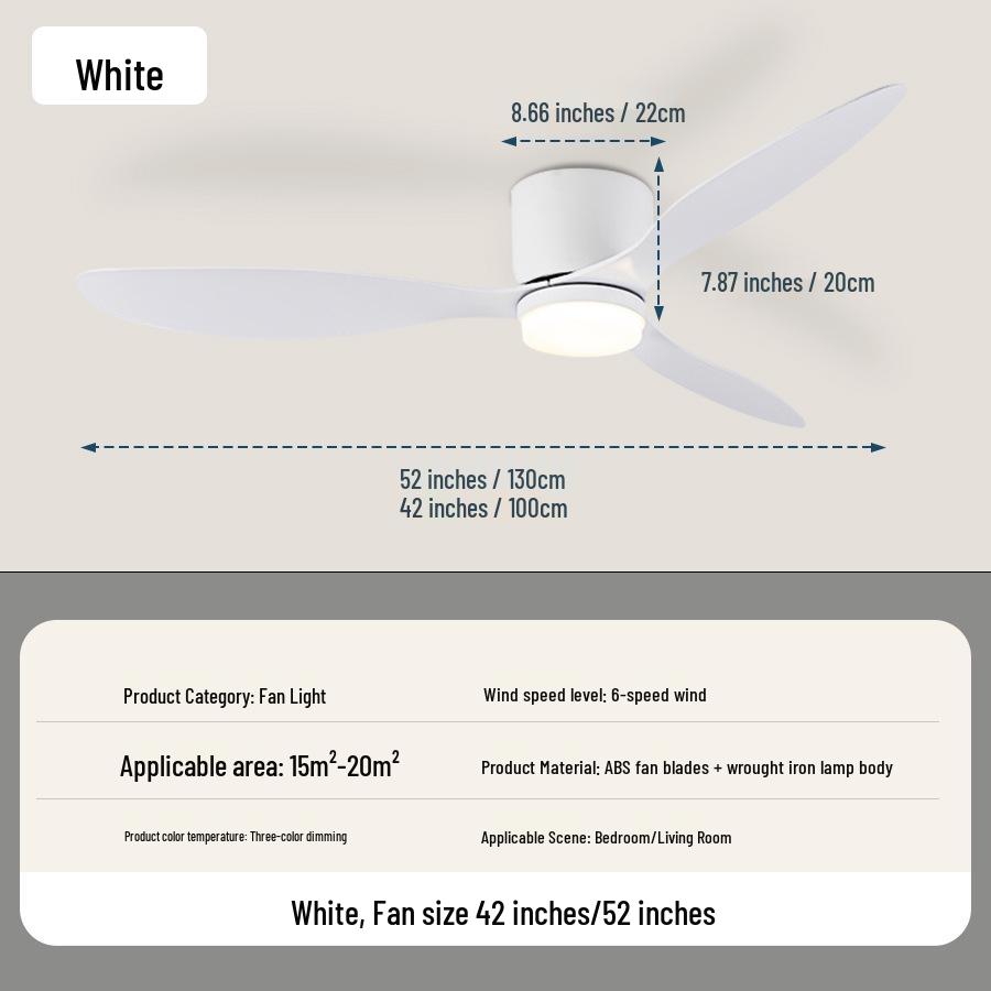 Nordic Smart Ceiling Fan Light – Dimmable Chandelier for Bedroom and Dining Room All White - 42 inches
Nordic Smart Ceiling Fan Light – Dimmable Chandelier for Bedroom and Dining Room All White - 42 inches