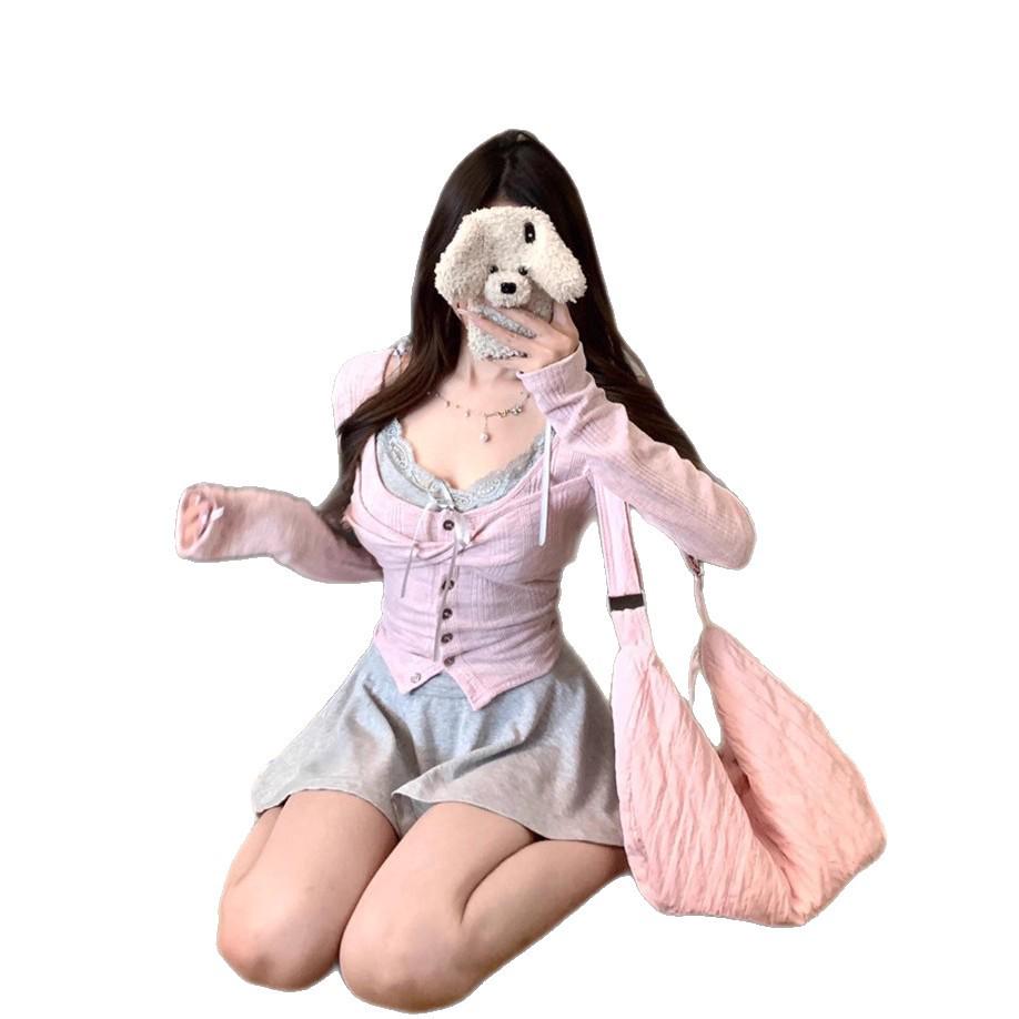 Korean Girl Vibe Layered Lace Camisole & Knit Cardigan Set - Spring Two-Piece for Women Extra Large
Korean Girl Vibe Layered Lace Camisole & Knit Cardigan Set - Spring Two-Piece for Women Extra Large