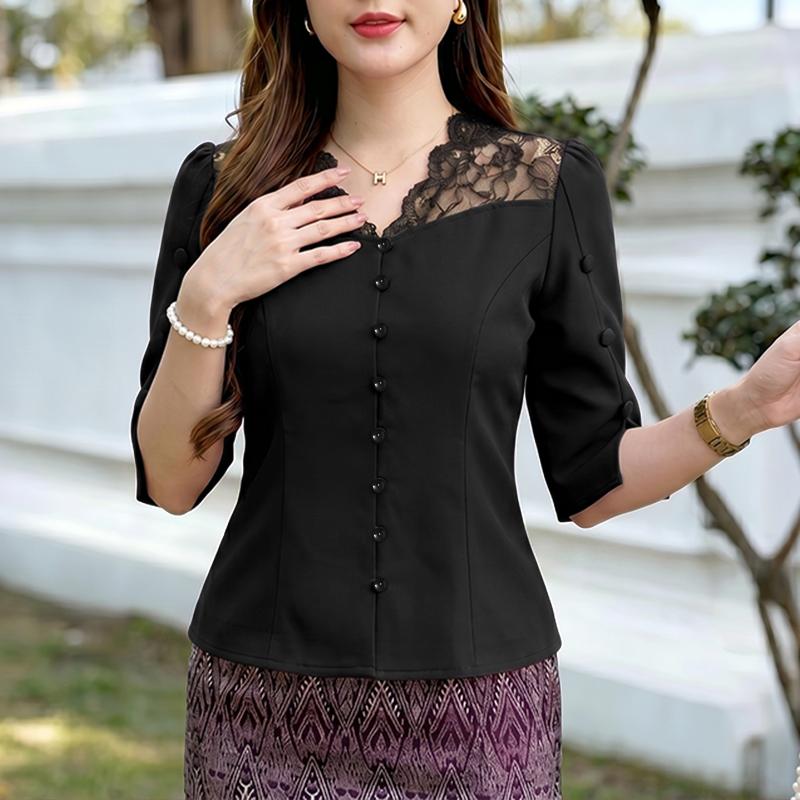 ZANZEA Women Elegant Lace Splice V-Neck Casual Half Sleeve Blouse 5XL чорний
ZANZEA Women Elegant Lace Splice V-Neck Casual Half Sleeve Blouse 5XL чорний