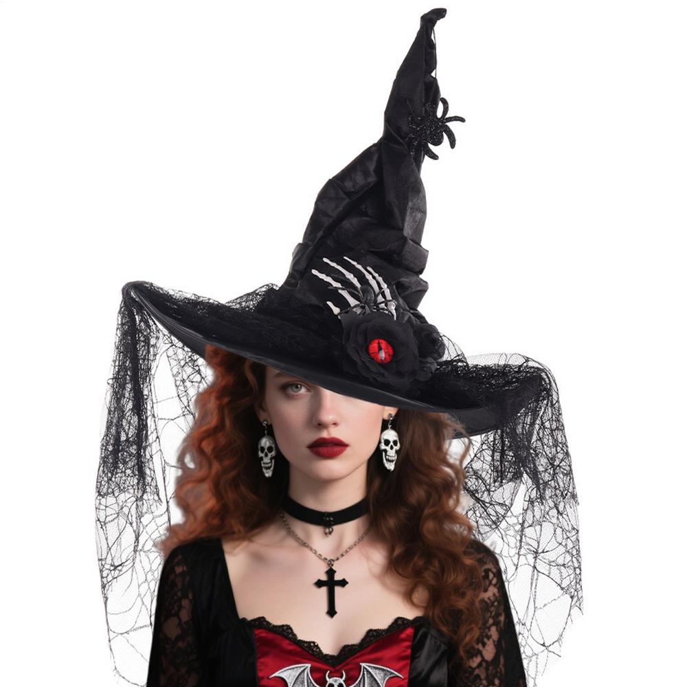Halloween Witch Hats Pointed Lace Gothic Headdress Finger Bone Spider Witch Costume Hat For Prom Masquerade Event Party Decors чорний
Halloween Witch Hats Pointed Lace Gothic Headdress Finger Bone Spider Witch Costume Hat For Prom Masquerade Event Party Decors чорний