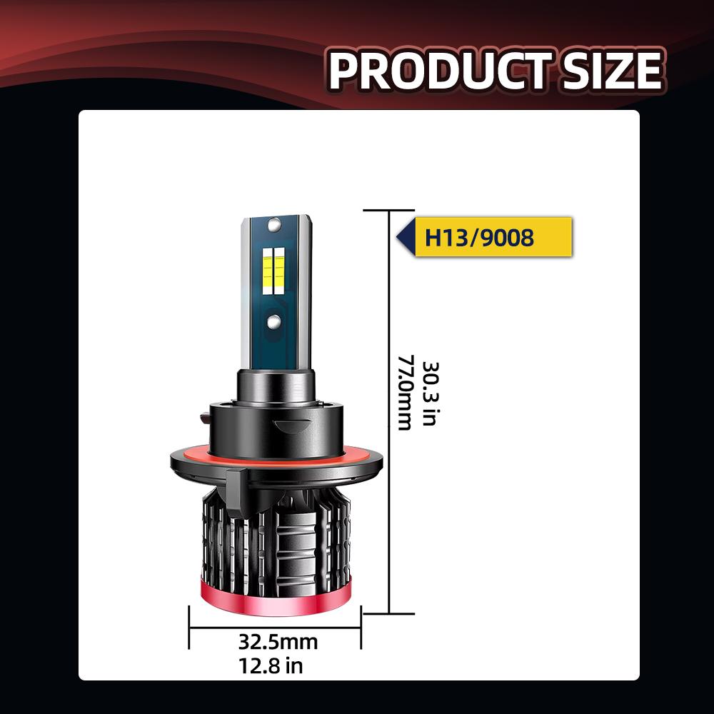 2PCS Super Brightness Car Lamps H13 Hi Lo Beam Headlight Perfect Beam Pattern 20000LM 110W CSP Chips LED Built-in Drive Bulbs
2PCS Super Brightness Car Lamps H13 Hi Lo Beam Headlight Perfect Beam Pattern 20000LM 110W CSP Chips LED Built-in Drive Bulbs