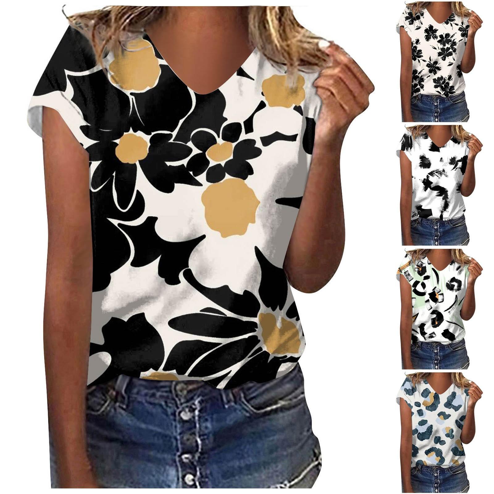 Женская модная повседневная блузка с v-образным вырезом и коротким рукавом с принтом
Женская модная повседневная блузка с v-образным вырезом и коротким рукавом с принтом