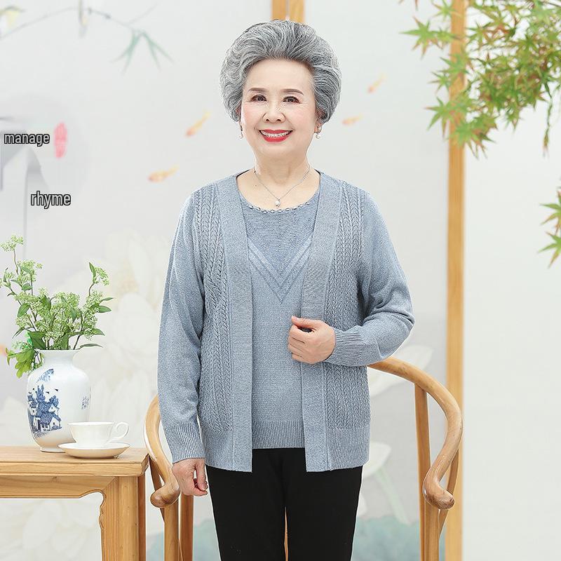 Grandma s Spring Knitwear: Two-Piece Cardigan & T-Shirt Set for Women Aged 60-80 3XL (120-135 jin) синий
Grandma s Spring Knitwear: Two-Piece Cardigan & T-Shirt Set for Women Aged 60-80 3XL (120-135 jin) синий