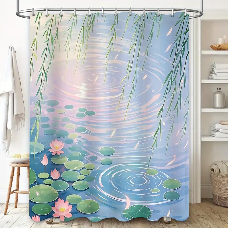 Graceful Lotus Pond Scene Shower Curtain Water Lily Leaves And Pink Flowers Design For Stylish Home Upgrade Waterproof Durable W60H190(CM)-1 Pcs
Graceful Lotus Pond Scene Shower Curtain Water Lily Leaves And Pink Flowers Design For Stylish Home Upgrade Waterproof Durable W60H190(CM)-1 Pcs