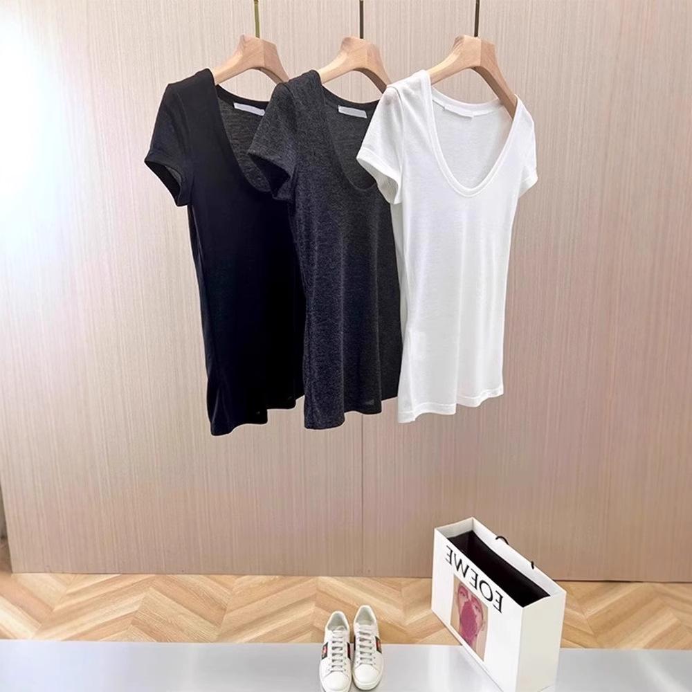 Korean-Style Solid Color U-Neck Collarbone-Baring T-Shirt for Women - 2025 Summer Collection, Sweet & Spicy Slim Fit, Short Sleeve M
Korean-Style Solid Color U-Neck Collarbone-Baring T-Shirt for Women - 2025 Summer Collection, Sweet & Spicy Slim Fit, Short Sleeve M