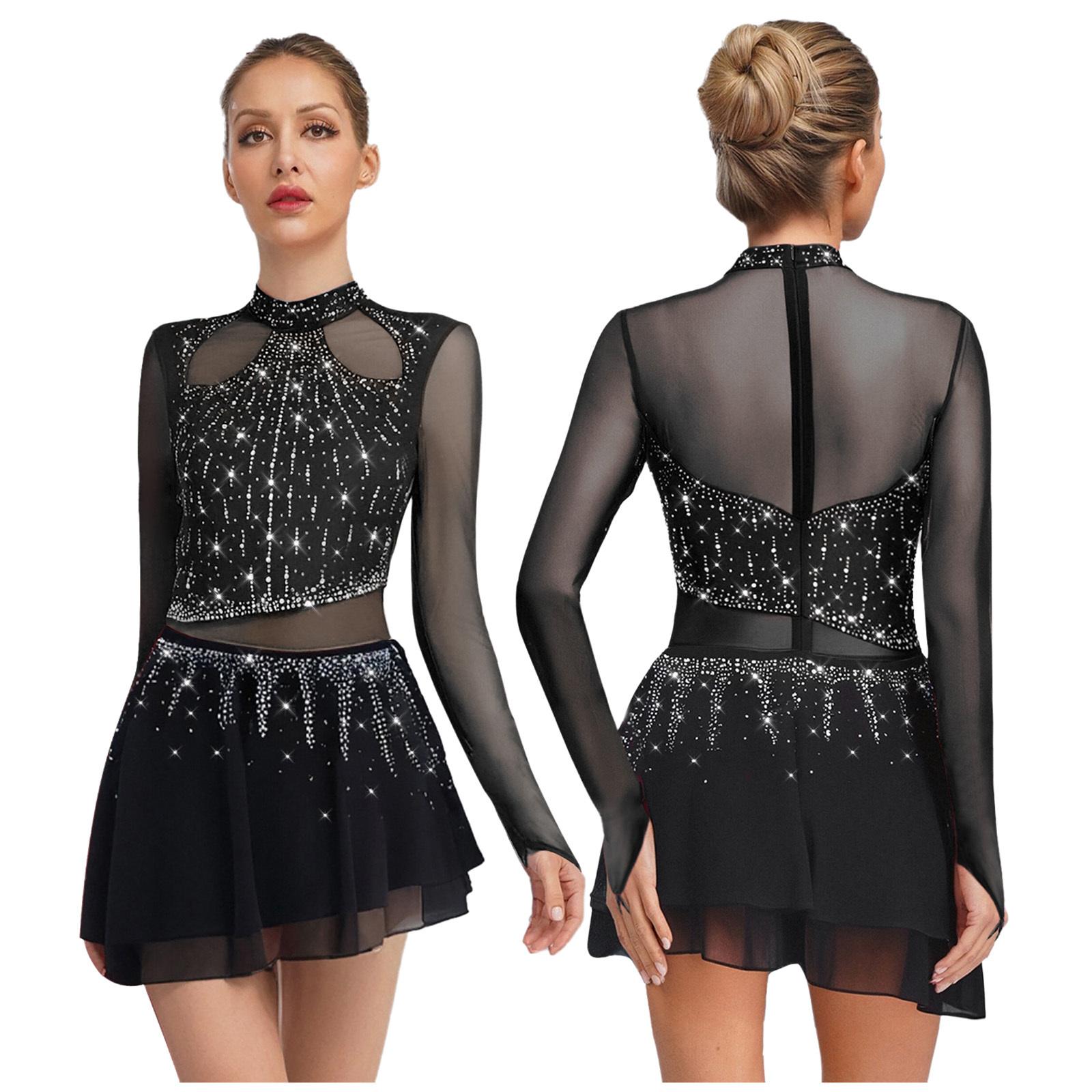 Rhinestone Leotard Dress for Women Long Sleeve with Chiffon Skirt Lyrical & Figure Skating Wear S чорний
Rhinestone Leotard Dress for Women Long Sleeve with Chiffon Skirt Lyrical & Figure Skating Wear S чорний