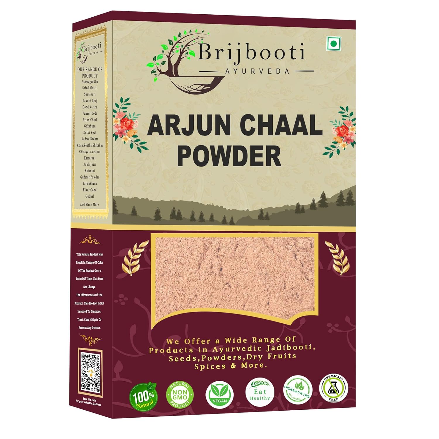 Brijbooti Arjun Ki Chaal Powder Arjun Chaal Tea, Organic Terminalia | 250gm 0.5lbs
Brijbooti Arjun Ki Chaal Powder Arjun Chaal Tea, Organic Terminalia | 250gm 0.5lbs