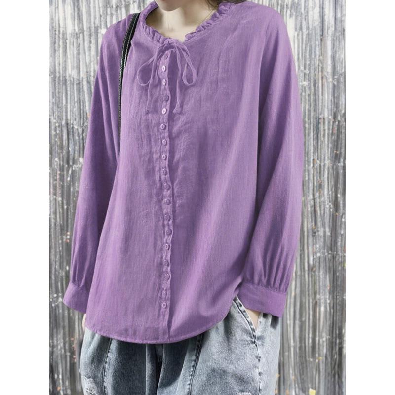 2025 Women s Elegant Pure Cotton Long-Sleeved Button-Up Top S фіолетовий
2025 Women s Elegant Pure Cotton Long-Sleeved Button-Up Top S фіолетовий