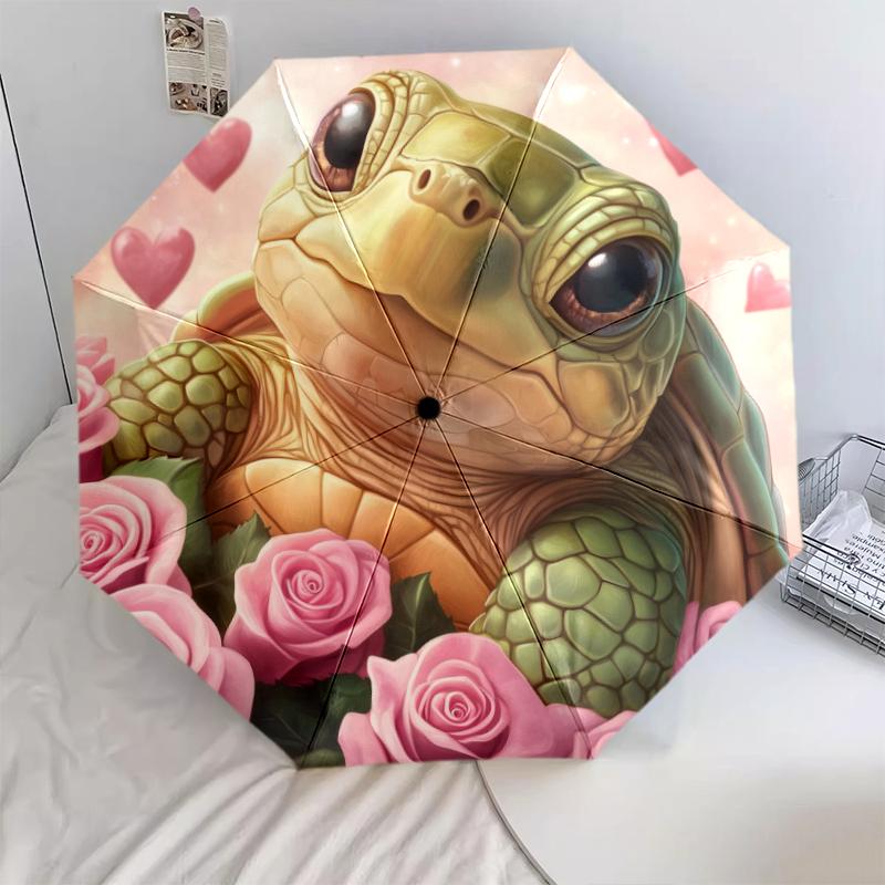 Turtle and Rose pattern, automatic folding umbrella, portable and foldable design, 8 ribs, a Christmas or birthday gift.
Turtle and Rose pattern, automatic folding umbrella, portable and foldable design, 8 ribs, a Christmas or birthday gift.