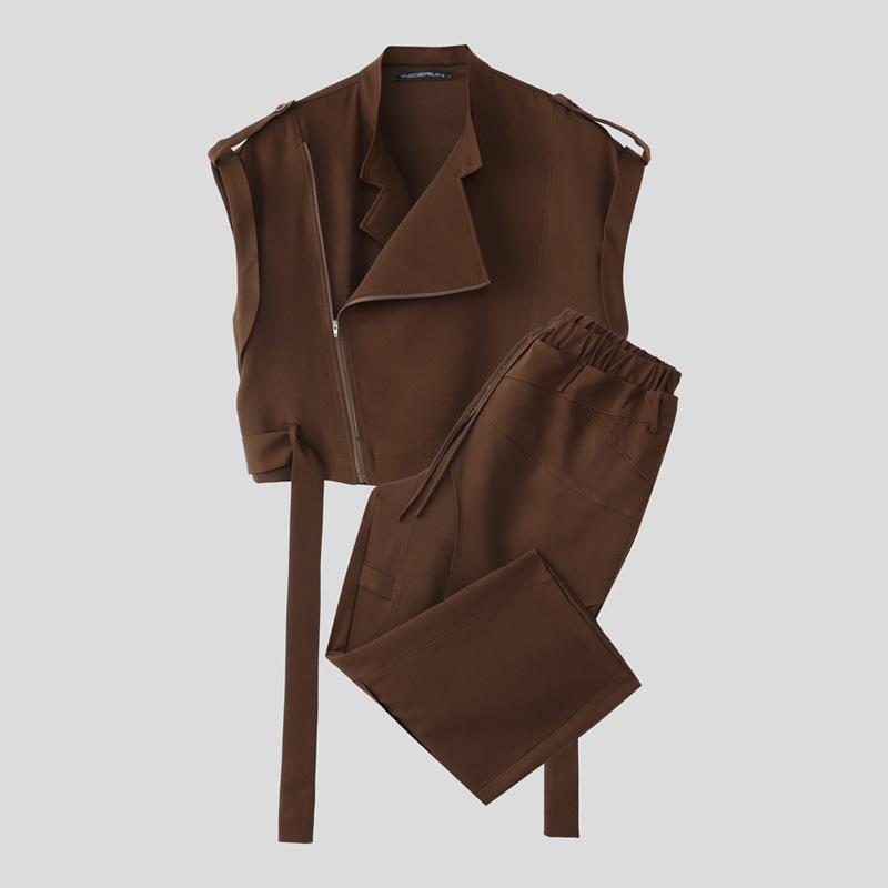 INCERUN Two Pieces Sets Men Zip-up Sleeveless Cropped Waistcoat and Long Cargo Pants Outfits 5XL коричневий
INCERUN Two Pieces Sets Men Zip-up Sleeveless Cropped Waistcoat and Long Cargo Pants Outfits 5XL коричневий