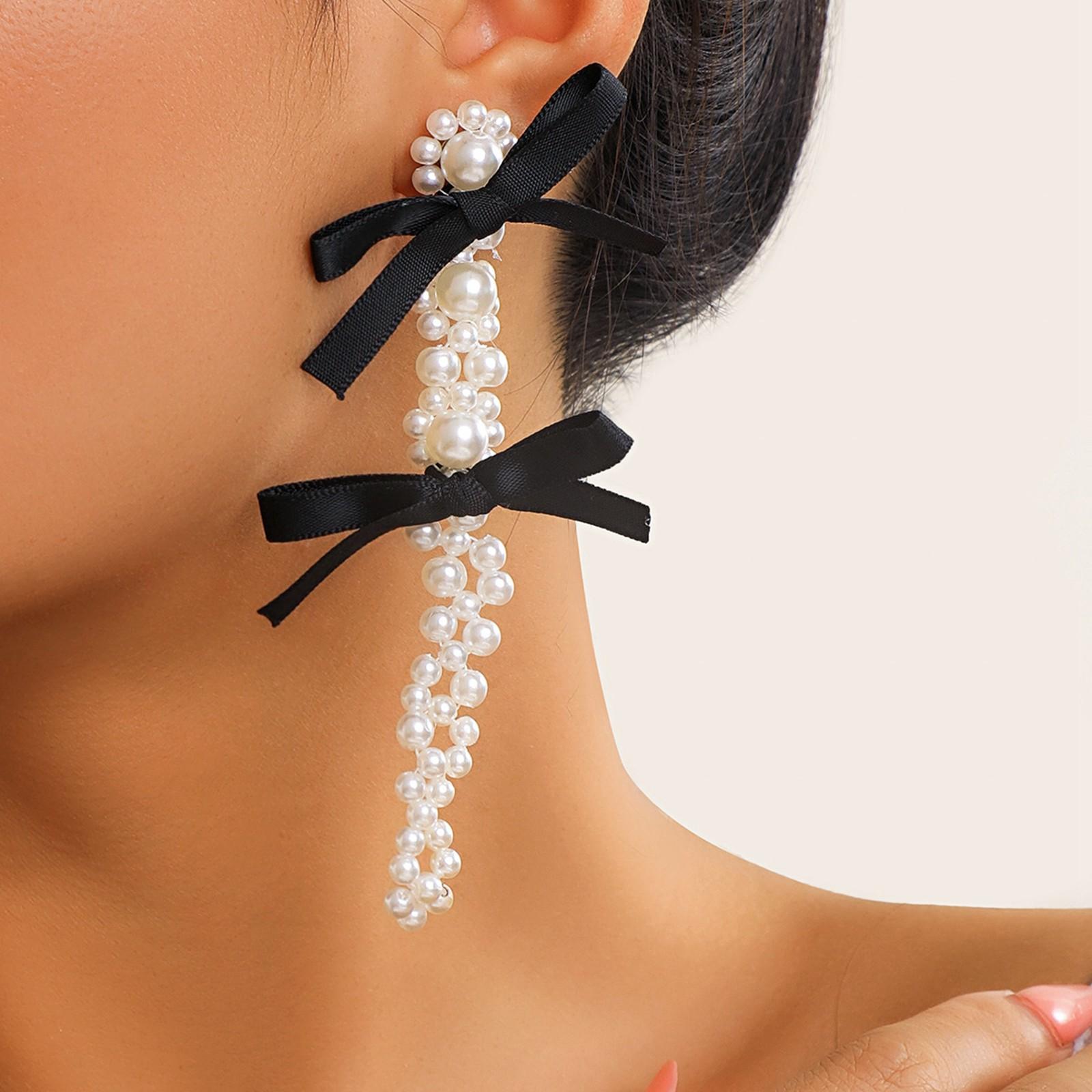 Ladies Imitation Pearl Tassel Black Bow Earrings One Size чёрный
Ladies Imitation Pearl Tassel Black Bow Earrings One Size чёрный
