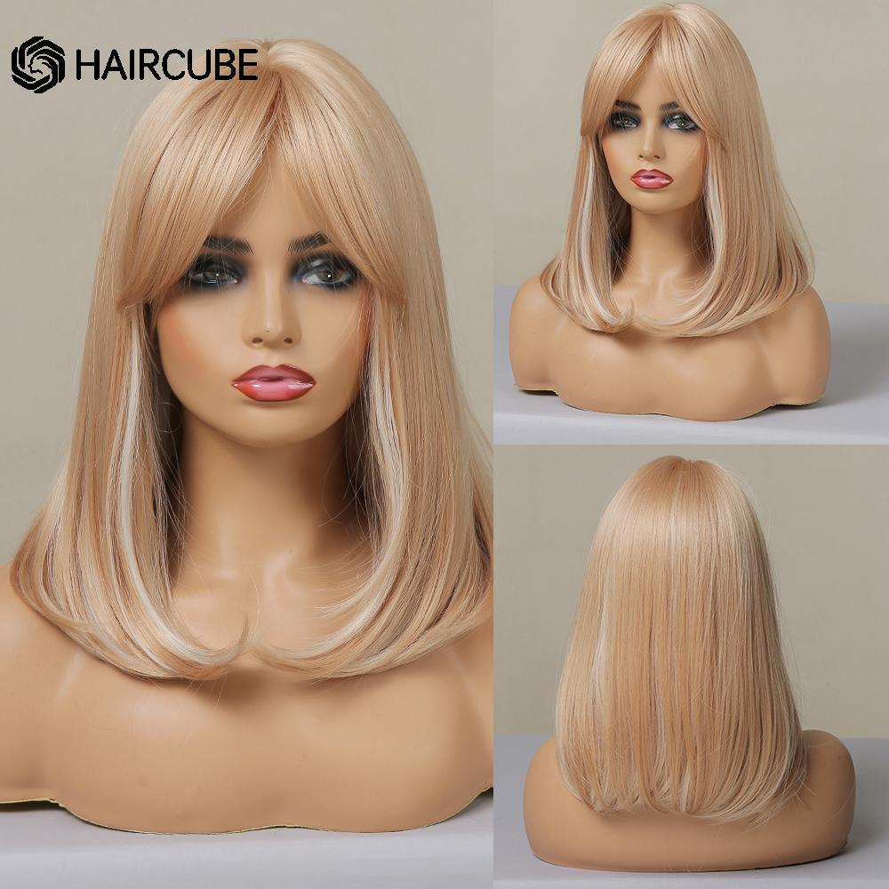 HAIRCUBE Короткие прямые синтетические парики с челкой для женщин Ombre Коричневый блондин Ежедневное использование для вечеринок Термостойкие натуральные парики LC046-1
HAIRCUBE Короткие прямые синтетические парики с челкой для женщин Ombre Коричневый блондин Ежедневное использование для вечеринок Термостойкие натуральные парики LC046-1