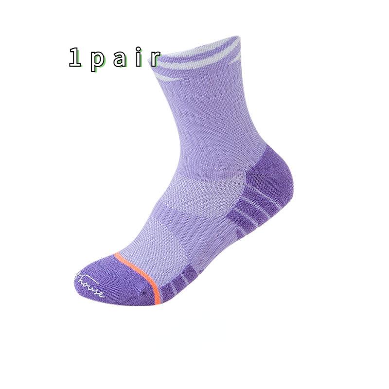 Женские носки для фитнеса, размер 35–39, дышащие компрессионные спортивные носки со средней посадкой One-size фиолетовый