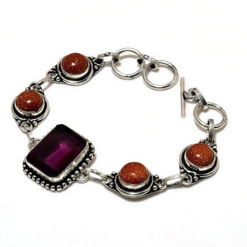 Ювелирный браслет с аметистом и красным солнечным камнем 925 пробы, посеребренный, 6–8 дюймов
Ювелирный браслет с аметистом и красным солнечным камнем 925 пробы, посеребренный, 6–8 дюймов
