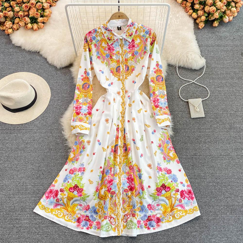 Весеннее винтажное однобортное платье в дворцовом стиле с длинными рукавами с лацканами и принтом, элегантное длинное платье с буквой А-слово
Весеннее винтажное однобортное платье в дворцовом стиле с длинными рукавами с лацканами и принтом, элегантное длинное платье с буквой А-слово