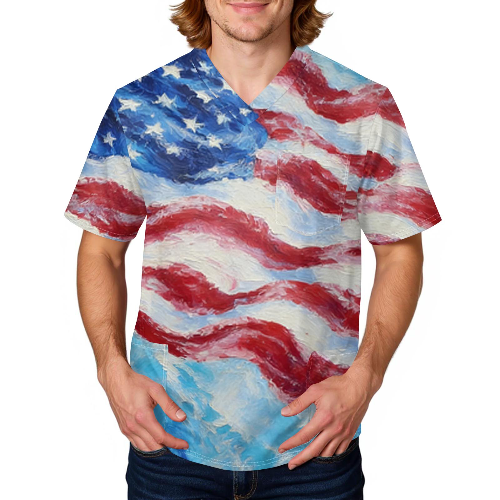 Men s Short-sleeved Independence Day Printed V-neck Pocket Workwear Top XL кавун червоний колір
Men s Short-sleeved Independence Day Printed V-neck Pocket Workwear Top XL кавун червоний колір