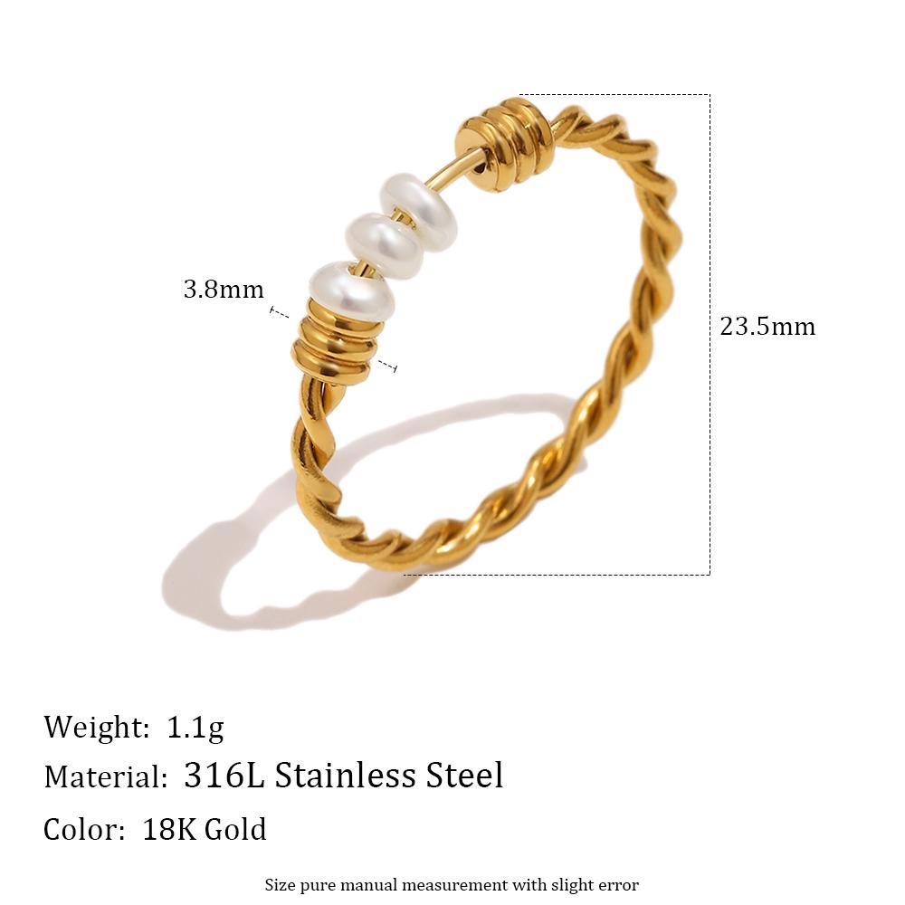 MamacitaSlay Simple 316L Stainless Steel Twisted Band Pearl Ring 18K Gold Plated Waterproof Stackable Jewelry For Women Gift 6
MamacitaSlay Simple 316L Stainless Steel Twisted Band Pearl Ring 18K Gold Plated Waterproof Stackable Jewelry For Women Gift 6