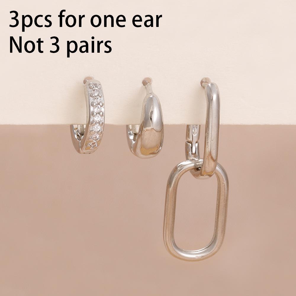 3PCS Stainless Steel Zircon Hoop Earrings Set For Women Simple Gold Color Piercing Earrings Fashion Daily Wear Jewelry Gifts
3PCS Stainless Steel Zircon Hoop Earrings Set For Women Simple Gold Color Piercing Earrings Fashion Daily Wear Jewelry Gifts
