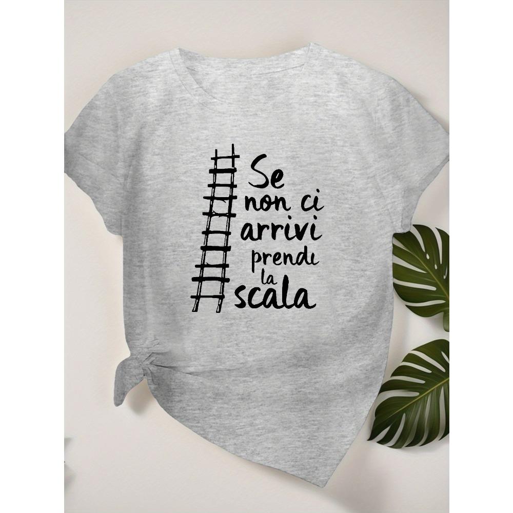 Womens Funny TShirt Se Non Ci Arrivi Prendi La Scalla Humorous Design Harajuku Short Sleeve Shirts for Women 4XL
Womens Funny TShirt Se Non Ci Arrivi Prendi La Scalla Humorous Design Harajuku Short Sleeve Shirts for Women 4XL