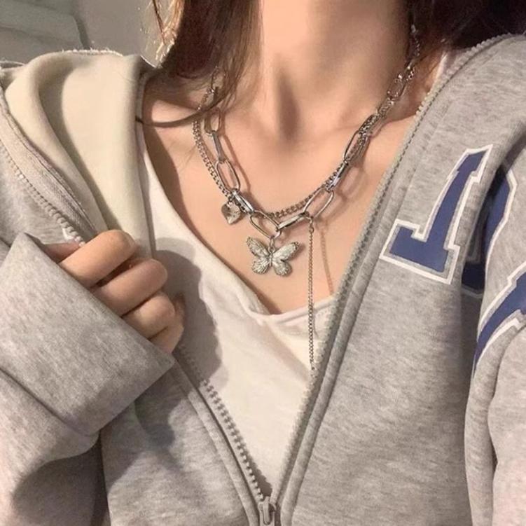 Двухслойное ожерелье из титановой стали, ниша на ключице, свитер, цепочка, интернет-знаменитость, кулон в том же стиле