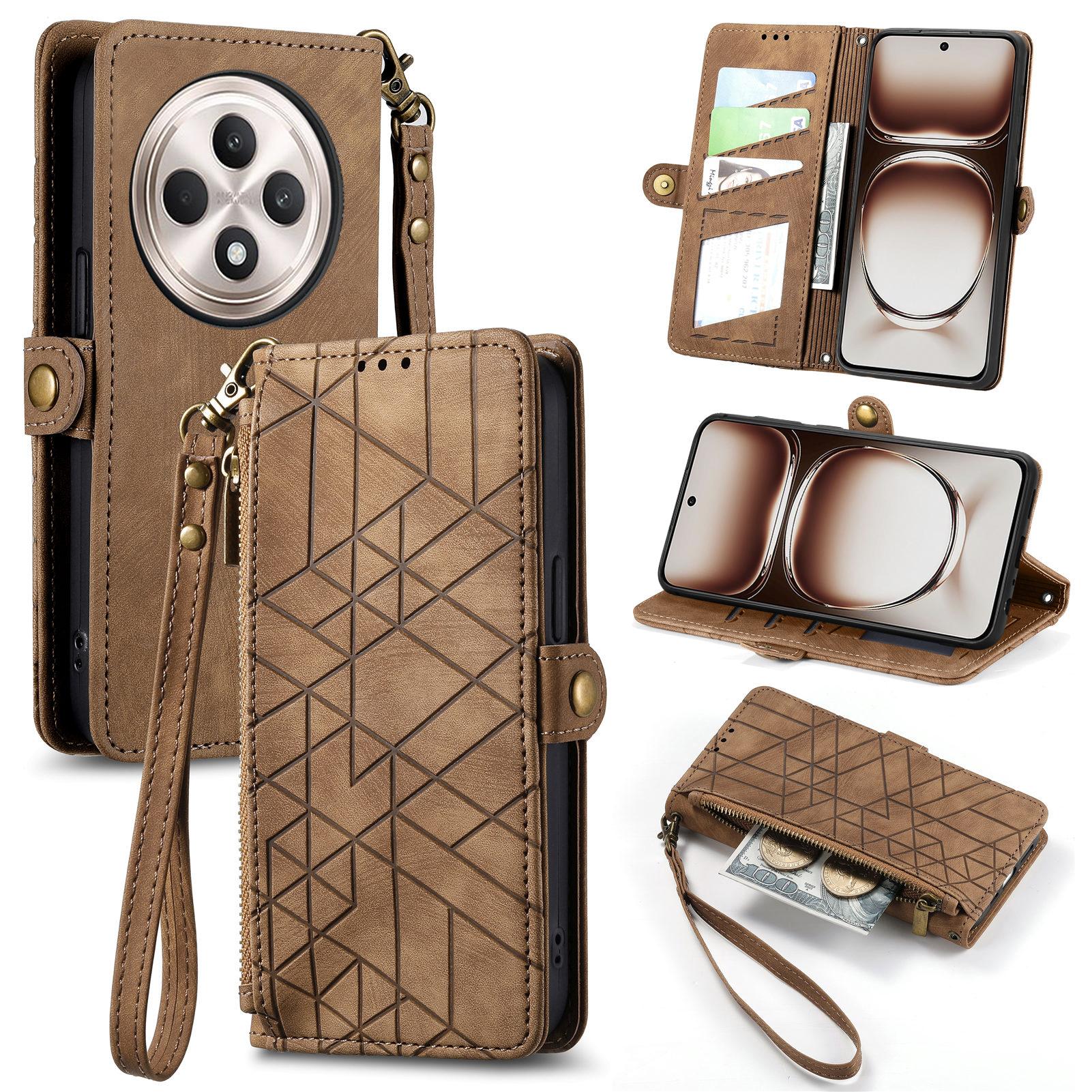 For Oppo Reno12 F 5G Zipper Wallet Case Geometry Lines Leather Phone Cover with Strap Brown
For Oppo Reno12 F 5G Zipper Wallet Case Geometry Lines Leather Phone Cover with Strap Brown