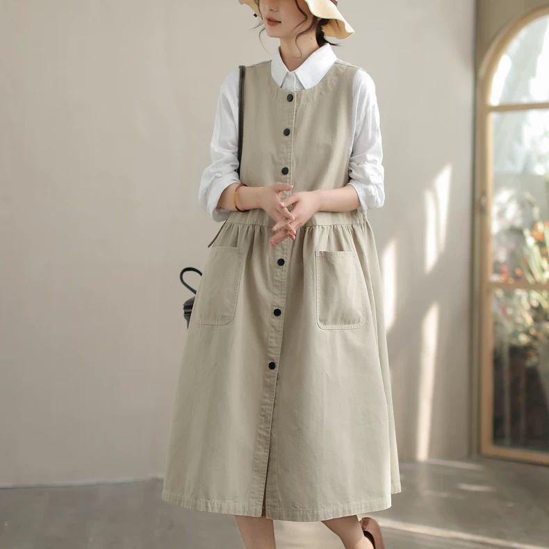 Korean Sleeveless Artistic Midi Dress for Women L (126-155 lbs) бежевый
Korean Sleeveless Artistic Midi Dress for Women L (126-155 lbs) бежевый