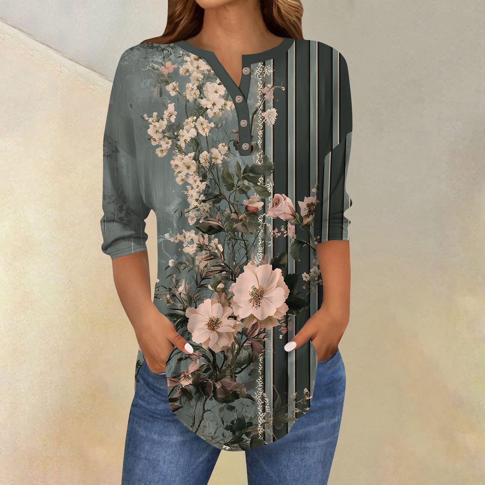 Рубашки с рукавом 3/4 для женщин, модные, повседневные, с круглым вырезом, с принтом, футболка, топ XL тёмно-синий
Рубашки с рукавом 3/4 для женщин, модные, повседневные, с круглым вырезом, с принтом, футболка, топ XL тёмно-синий