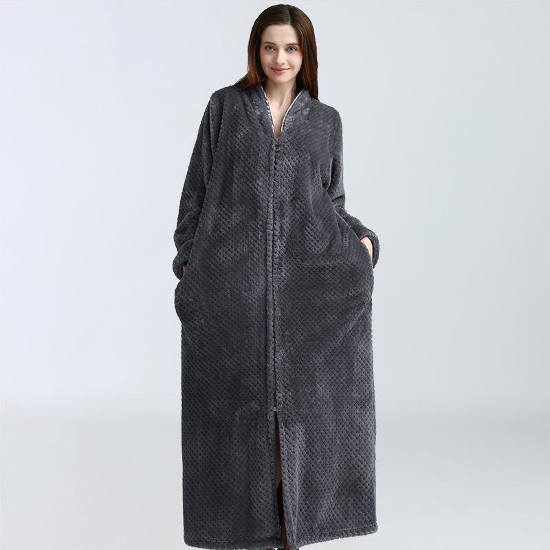 Lady s Pajama Zipper Velvet Bathrobe Plus Nightgown Couple Thickening Pajamas Flannel Home Service XL(80-100kg) сірий
Lady s Pajama Zipper Velvet Bathrobe Plus Nightgown Couple Thickening Pajamas Flannel Home Service XL(80-100kg) сірий